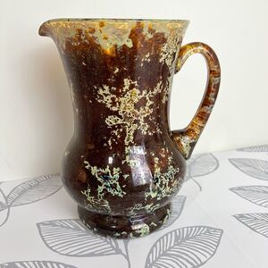 Vintage Neiman Marcus Hortensja Glassworks Serving Pitcher Rare Moss Agate